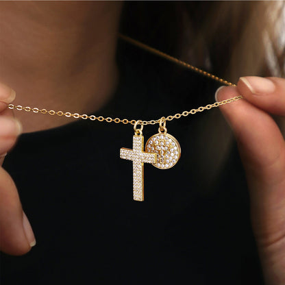 KissYan Cross Necklace Cubic Zirconia Faith Pendant