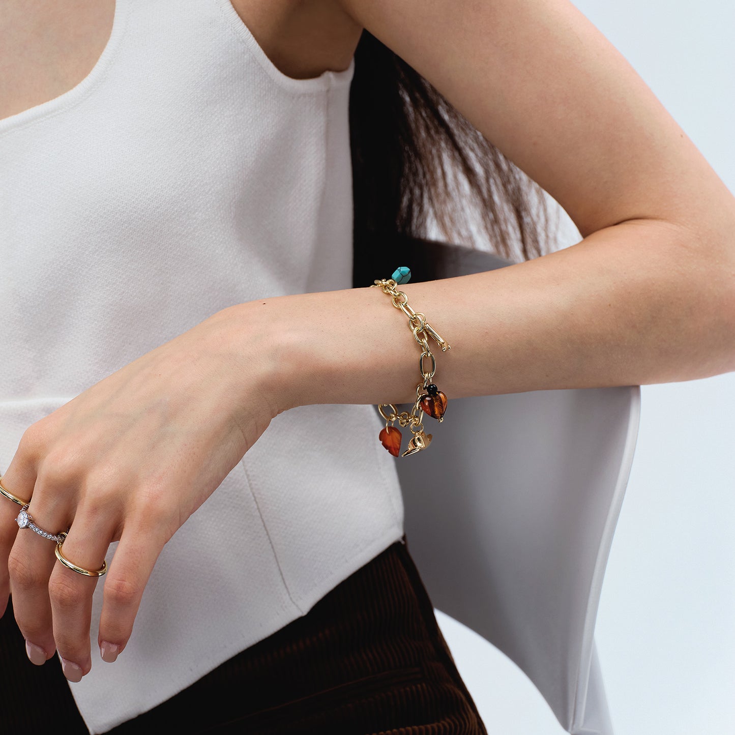 KissYan Cowgirl Charm Boot Horseshoe Turquoise Pendant Bracelets