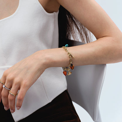 KissYan Cowgirl Charm Boot Horseshoe Turquoise Pendant Bracelets