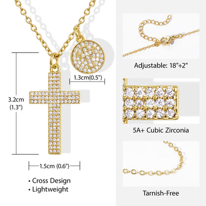 KissYan Cross Necklace Cubic Zirconia Faith Pendant
