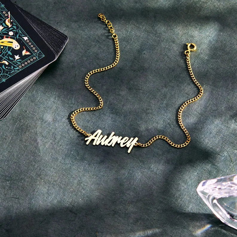 Custom Name Anklet Sterling Silver