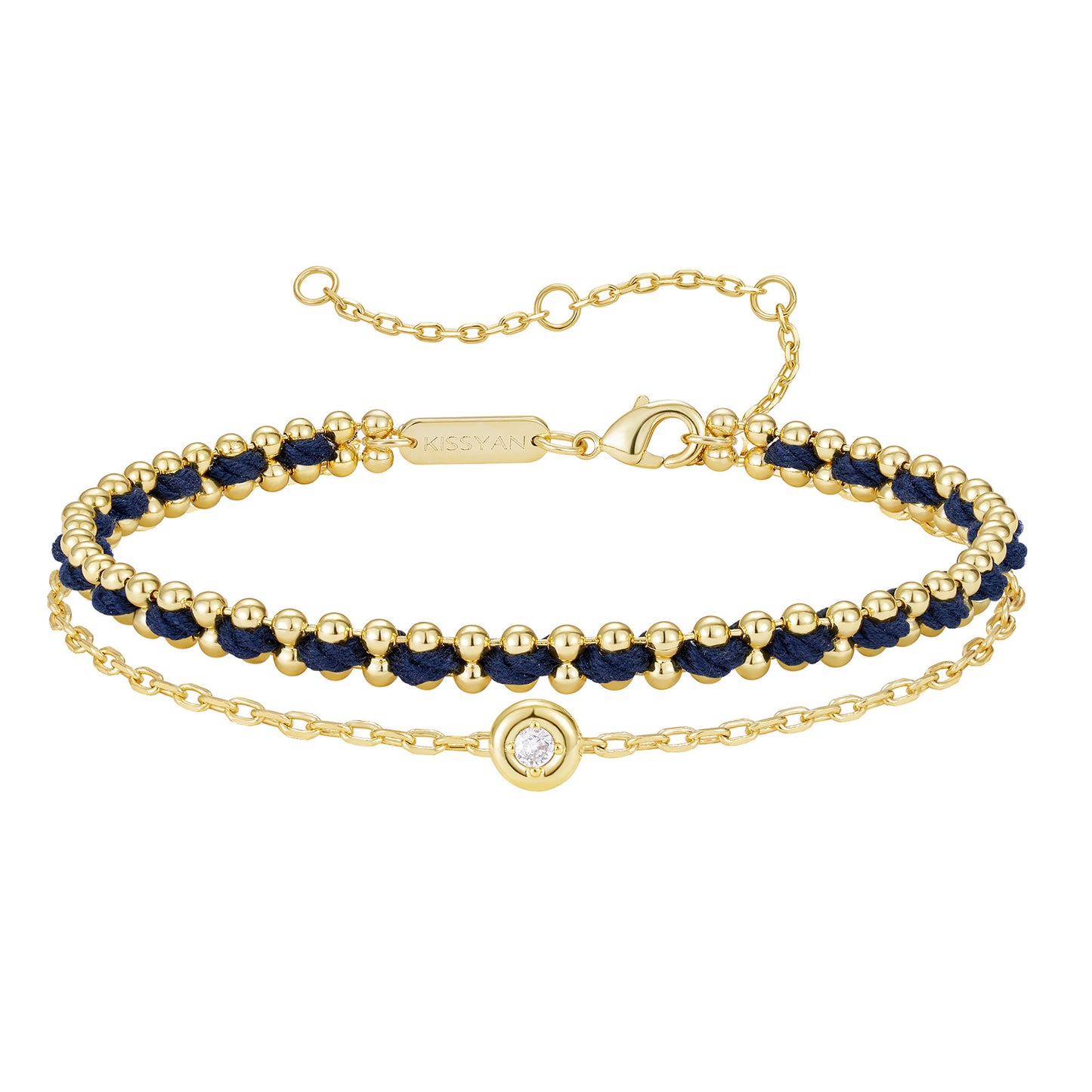 KissYan Adjustable Sports String  Stackable Bracelet 14K Gold Plated