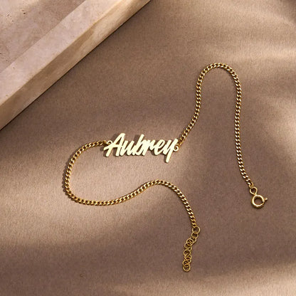 Custom Name Anklet Sterling Silver