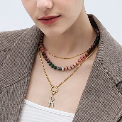 KissYan Colorful Gemstone Bead Boho Choker Natural Stone Necklaces