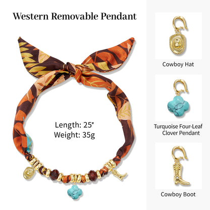 KISSYAN Cowgirl Scarf Charm Necklace