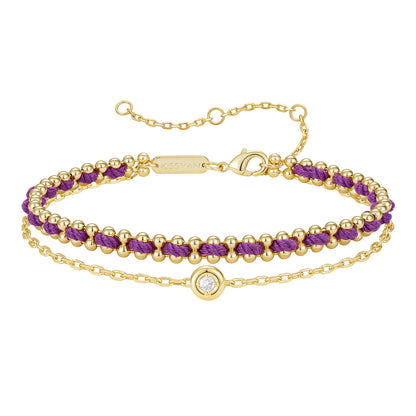 KissYan Adjustable Sports String  Stackable Bracelet 14K Gold Plated