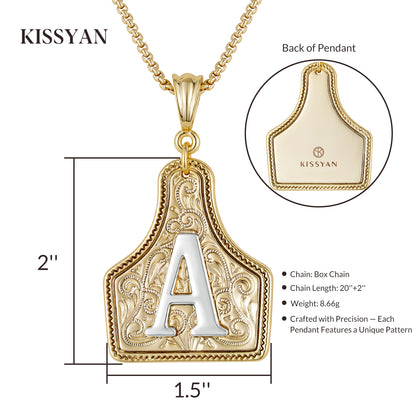 KISSYAN Letter Pendant CowTag Initial Necklace