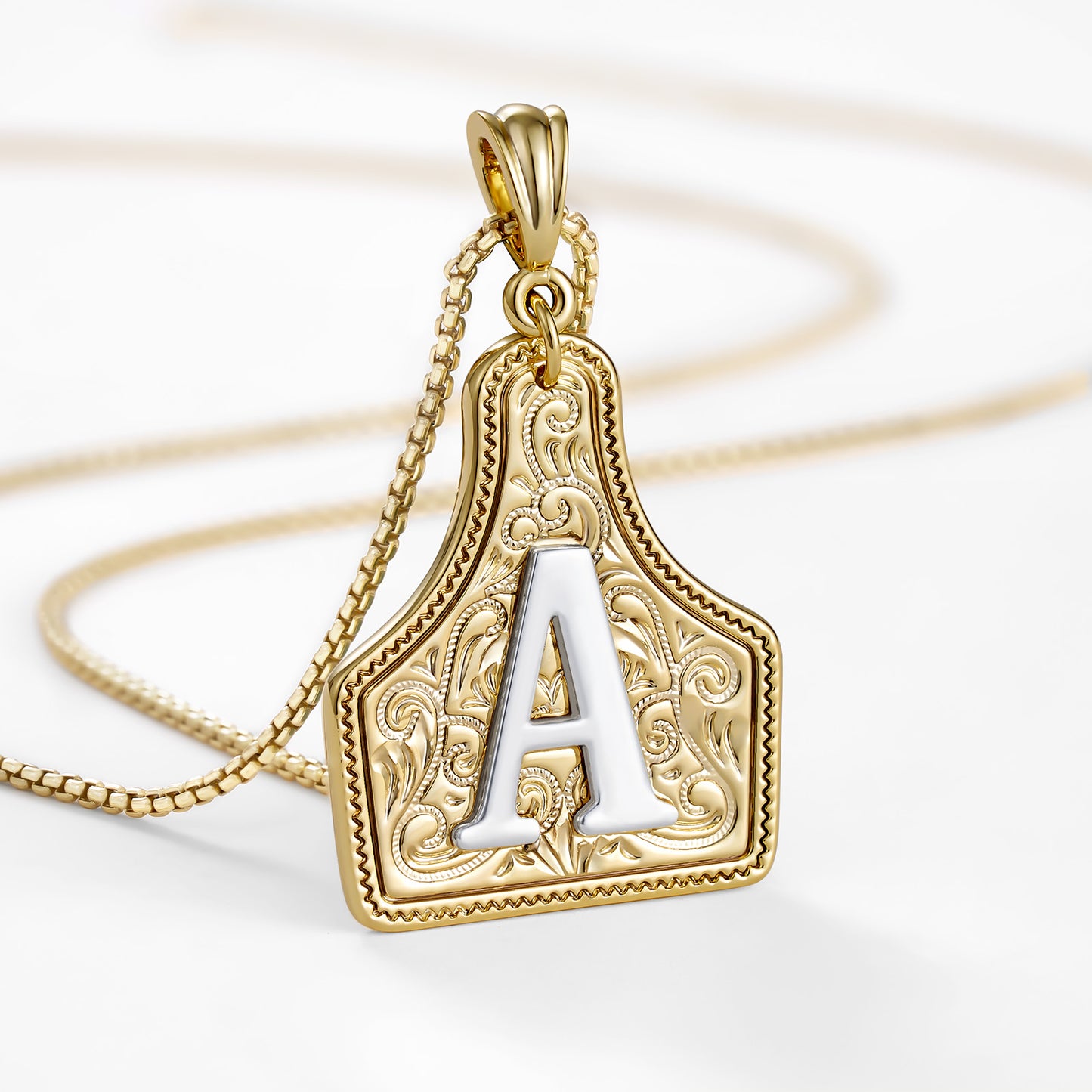 KISSYAN Letter Pendant CowTag Initial Necklace
