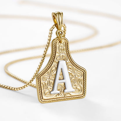 KISSYAN Letter Pendant CowTag Initial Necklace
