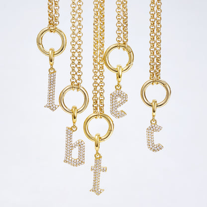 KissYan Plated Initial Letter Pendant Box Chain Necklace