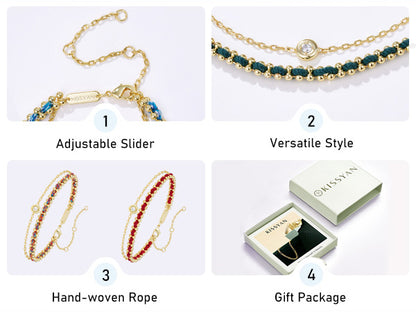 KissYan Adjustable Sports String  Stackable Bracelet 14K Gold Plated