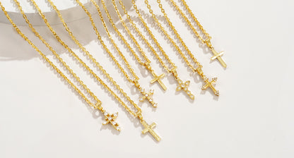 KissYan 14K Gold Plated Layered Cross Faith Necklace