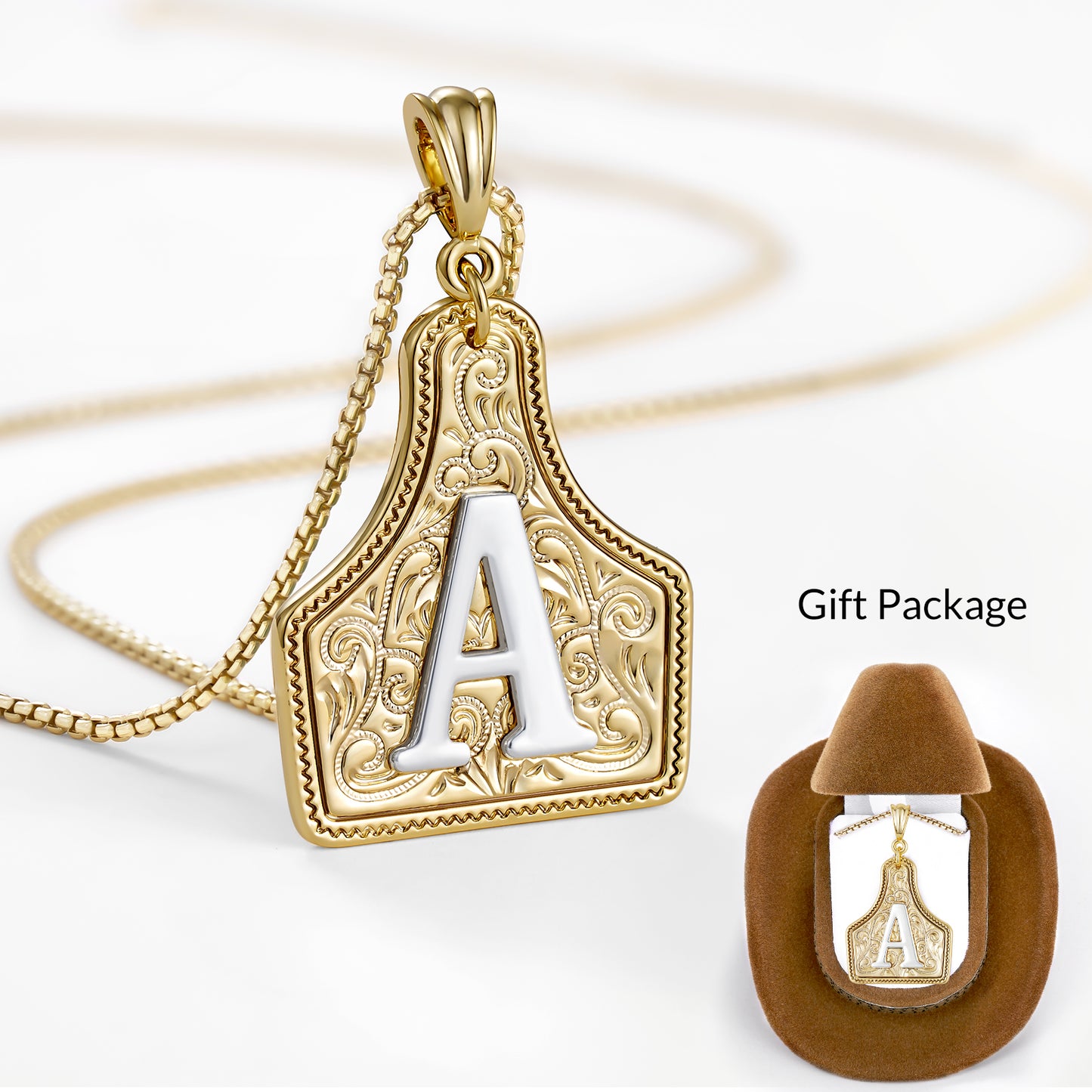 KISSYAN Letter Pendant CowTag Initial Necklace
