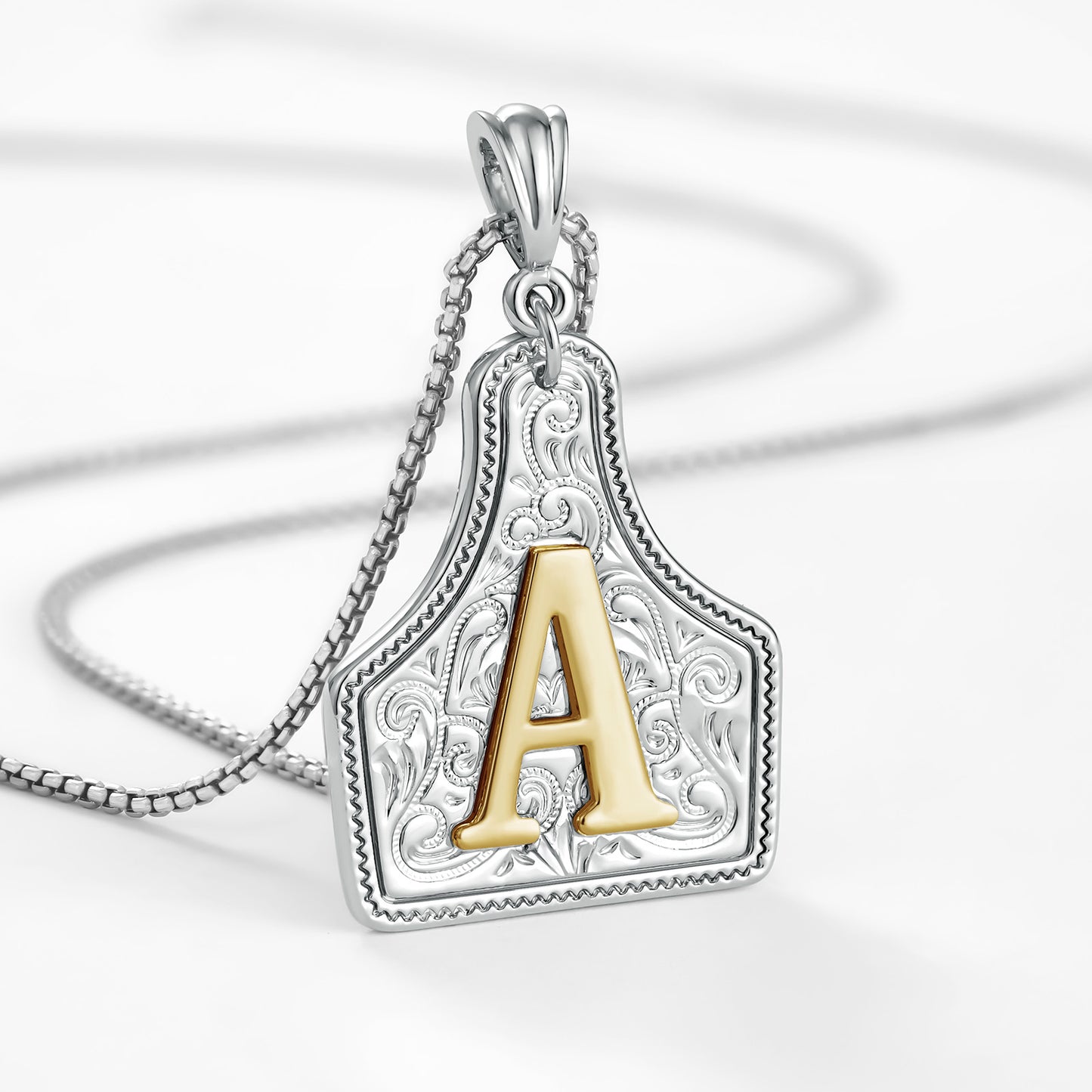 KISSYAN Letter Pendant CowTag Initial Necklace
