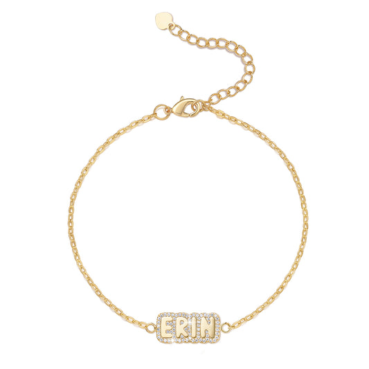 Customed Bubble Name Bracelet With Diamonds