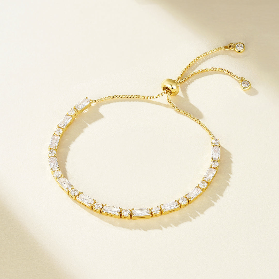 Adjustable Slider Diamond Tennis Bracelets-Alternate White CZ