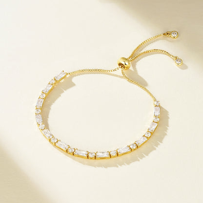 Adjustable Slider Diamond Tennis Bracelets-Alternate White CZ