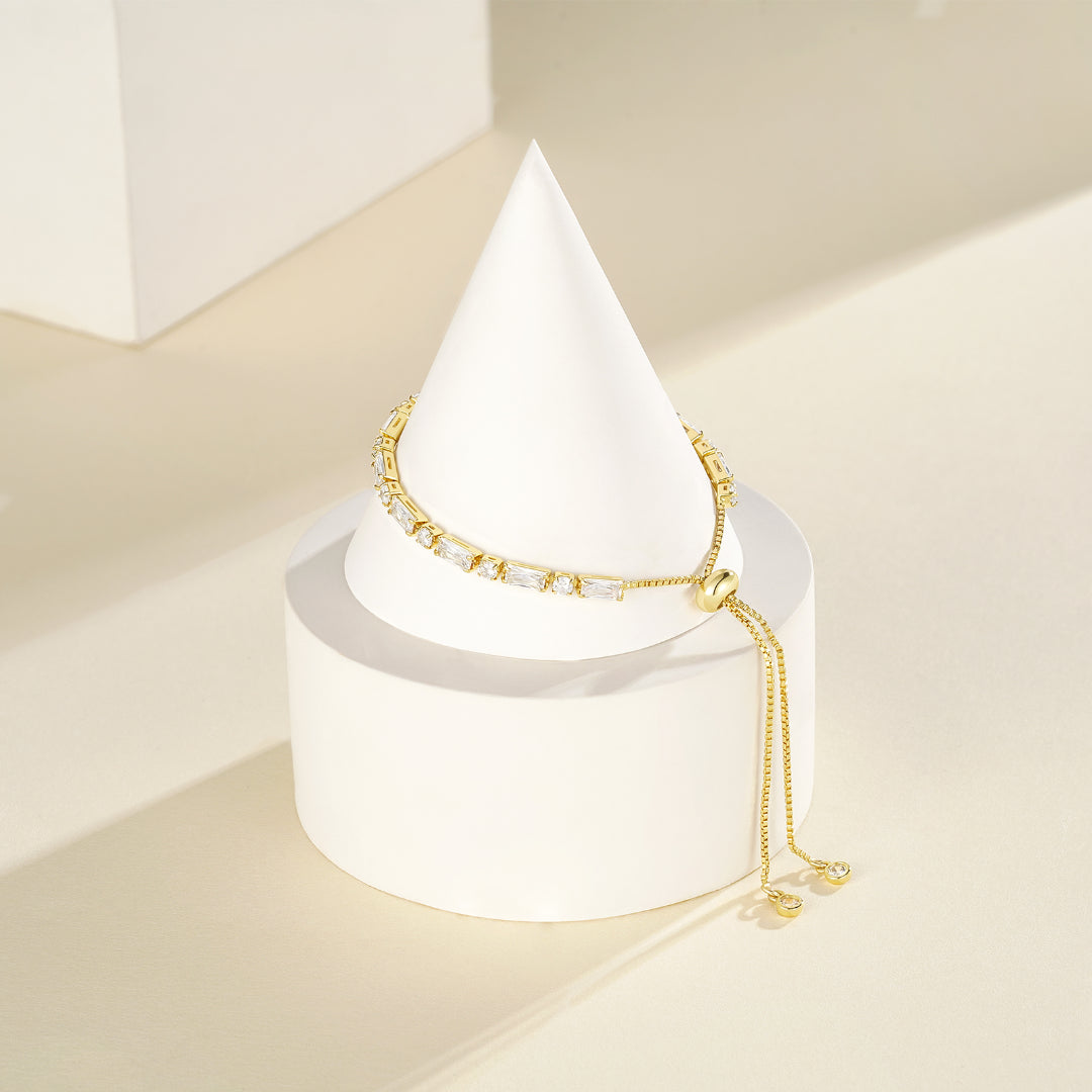 Adjustable Slider Diamond Tennis Bracelets-Alternate White CZ