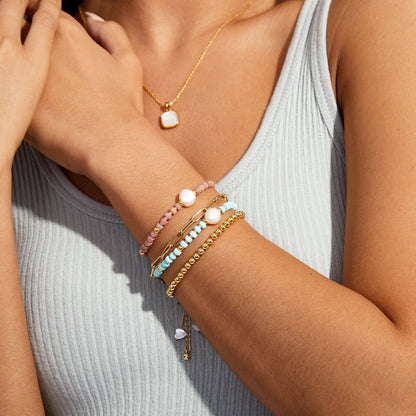 Adjustable Healing Crystal Bracelet Natural Rhodochrosite Gemstones Beads with Irregular Pearl