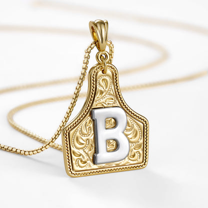 KISSYAN Letter Pendant CowTag Initial Necklace