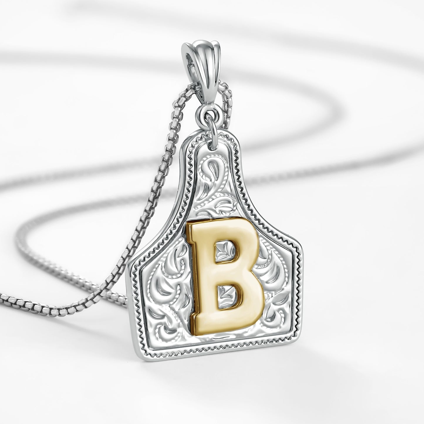 KISSYAN Letter Pendant CowTag Initial Necklace