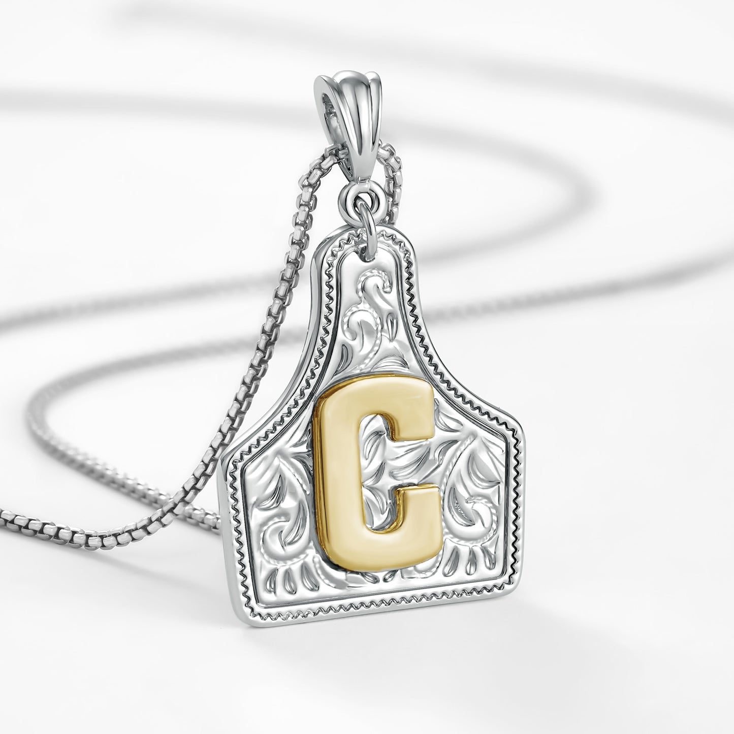 KISSYAN Letter Pendant CowTag Initial Necklace