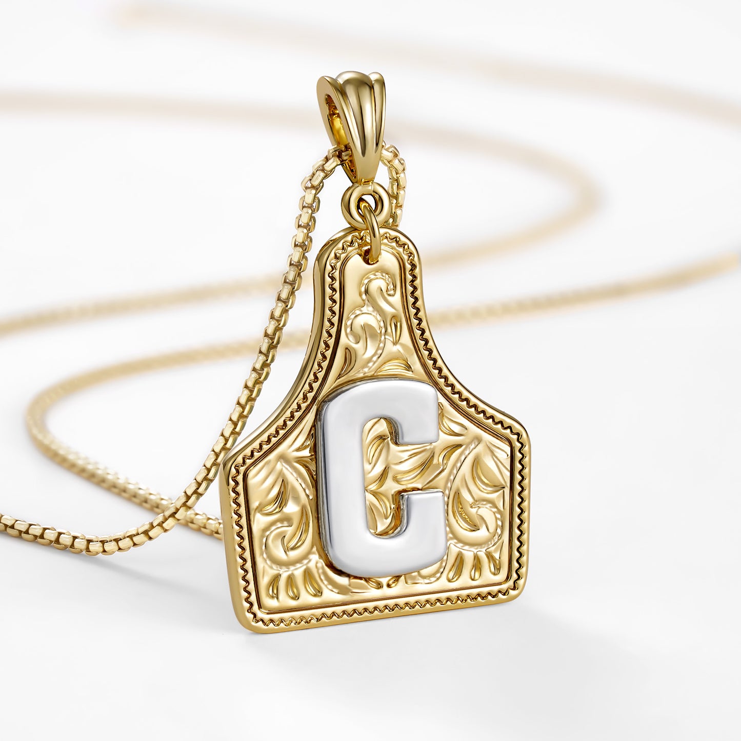 KISSYAN Letter Pendant CowTag Initial Necklace