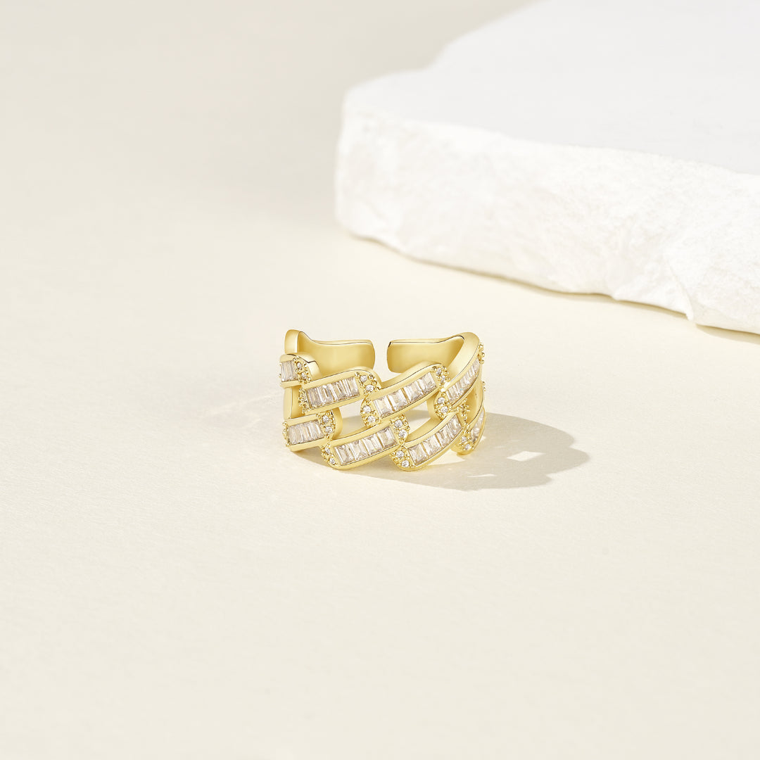 Adjustable Statement Irregular Geometric Diamond Chunky Finger Rings-Rhomboid