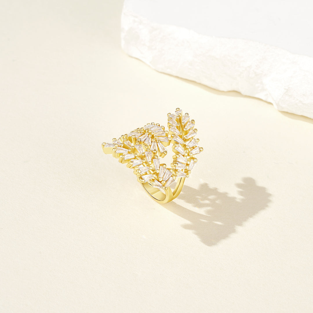 Adjustable Statement Irregular Geometric Diamond Chunky Finger Rings-Cocktail