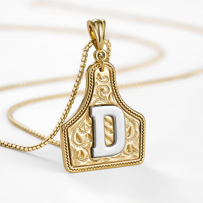KISSYAN Letter Pendant CowTag Initial Necklace