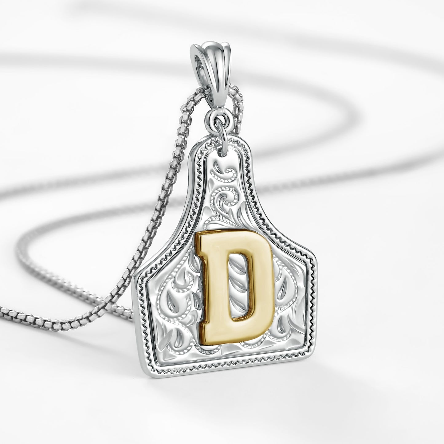 KISSYAN Letter Pendant CowTag Initial Necklace