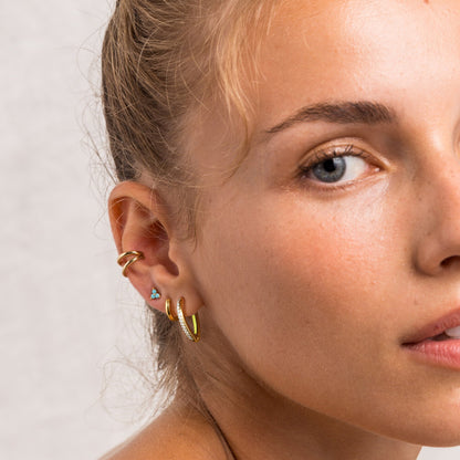 Yellow Enamel Heart Huggie Earrings