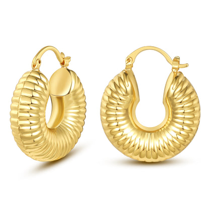 Large Croissant Hoop Earrings 14K Gold