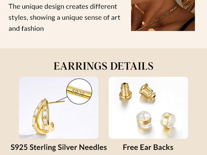 KissYan Hoop Open Double Row Cubic Zirconia Chunky Earring