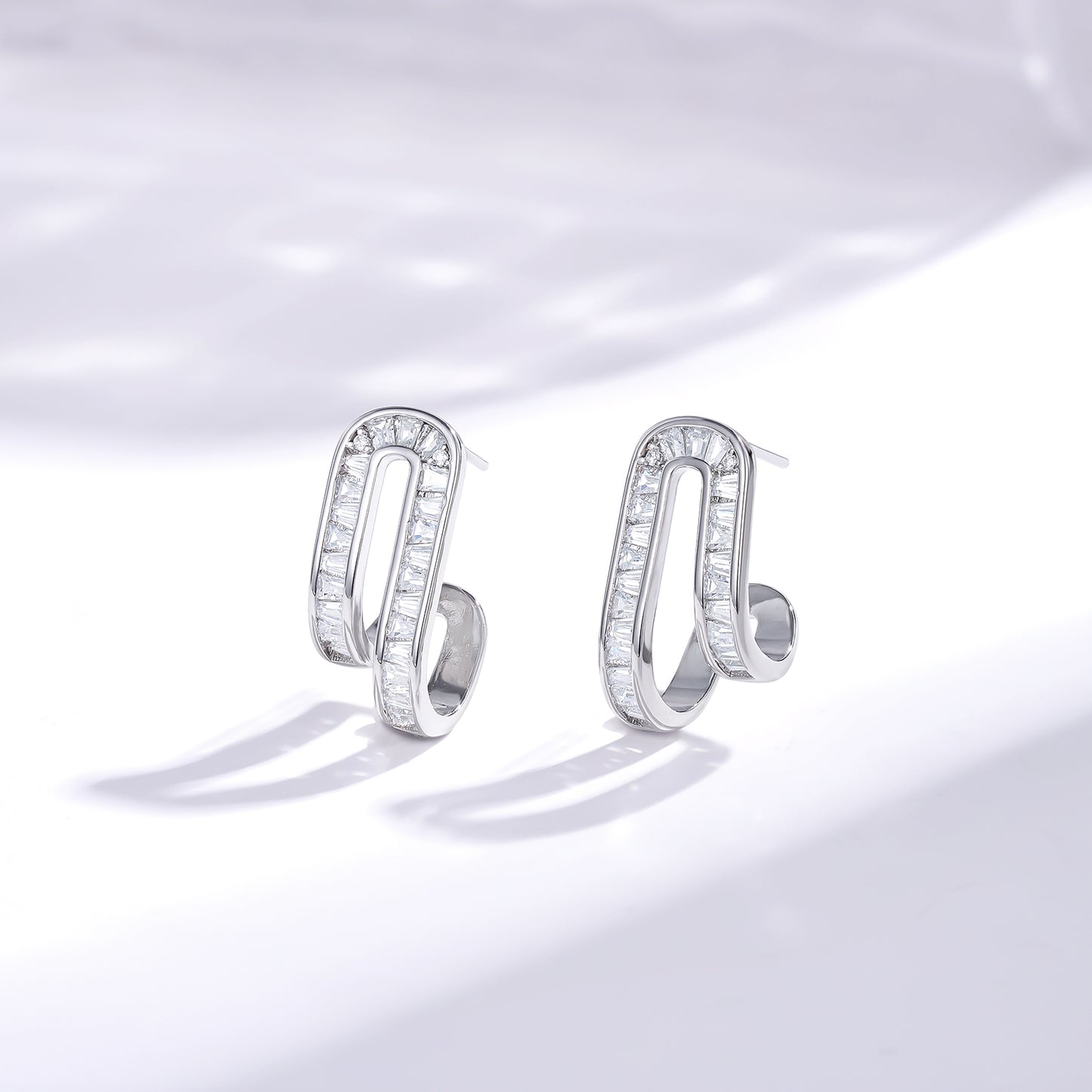 KissYan Hoop Open Double Row Cubic Zirconia Chunky Earring