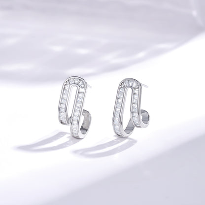 KissYan Hoop Open Double Row Cubic Zirconia Chunky Earring