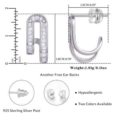 KissYan Hoop Open Double Row Cubic Zirconia Chunky Earring