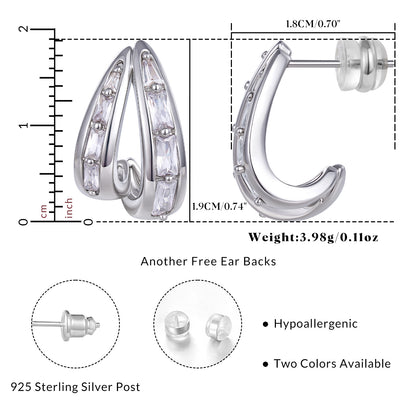 KissYan Hoop Open Double Row Cubic Zirconia Chunky Earring