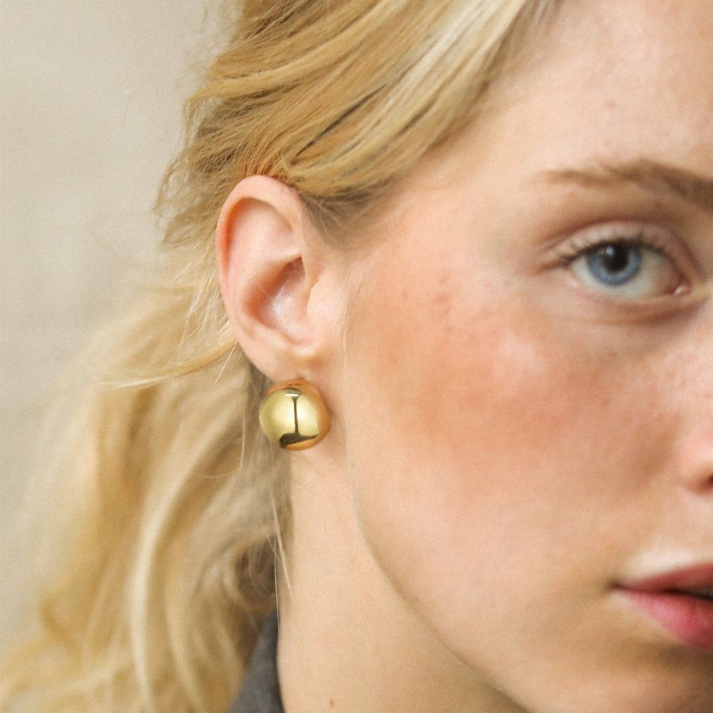 Chunky Gold Dome Hoop Earrings