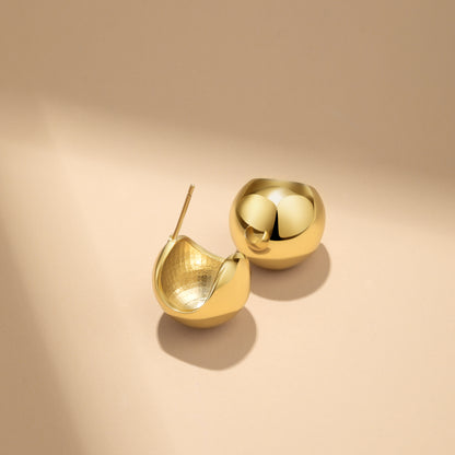 Chunky Gold Dome Hoop Earrings