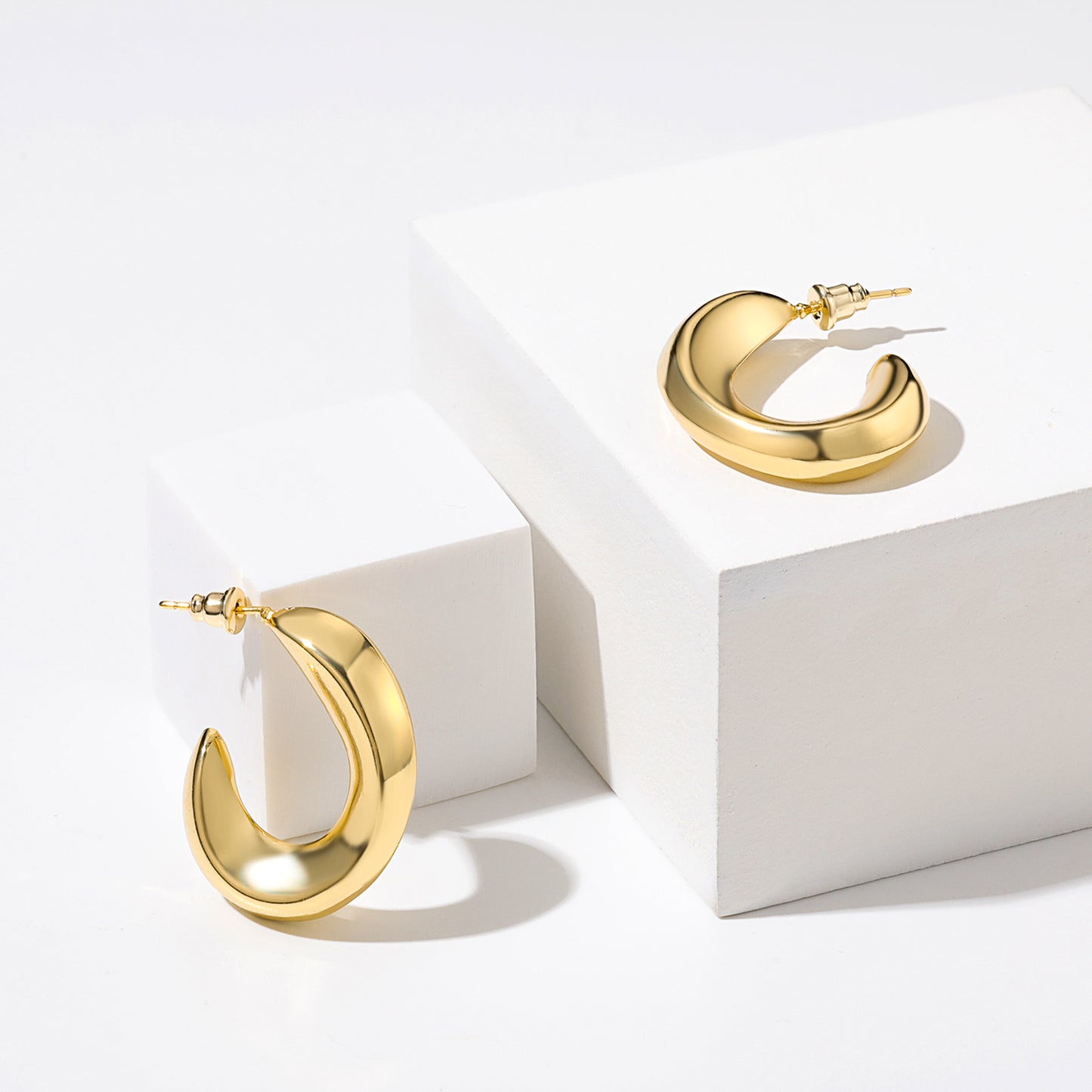 Gold Irregular Chunky Hoop Earrings