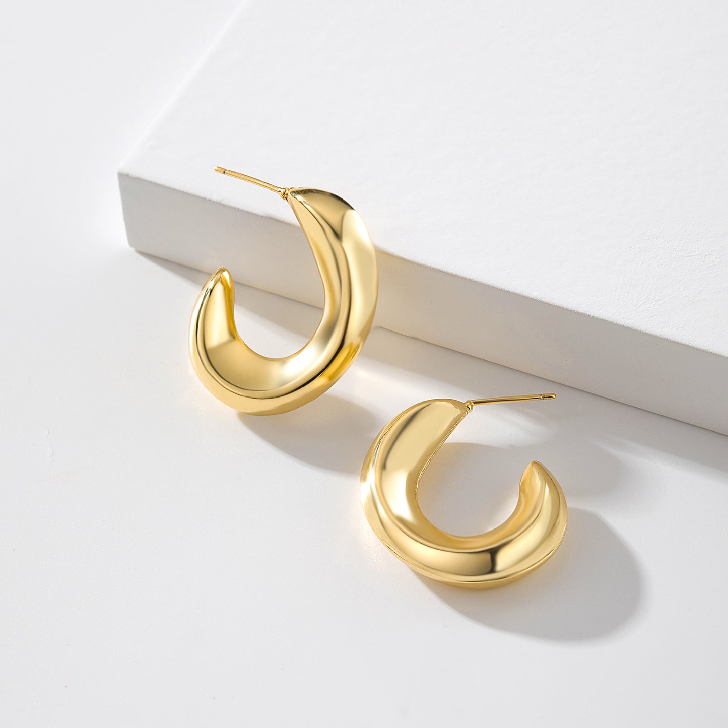 Gold Irregular Chunky Hoop Earrings