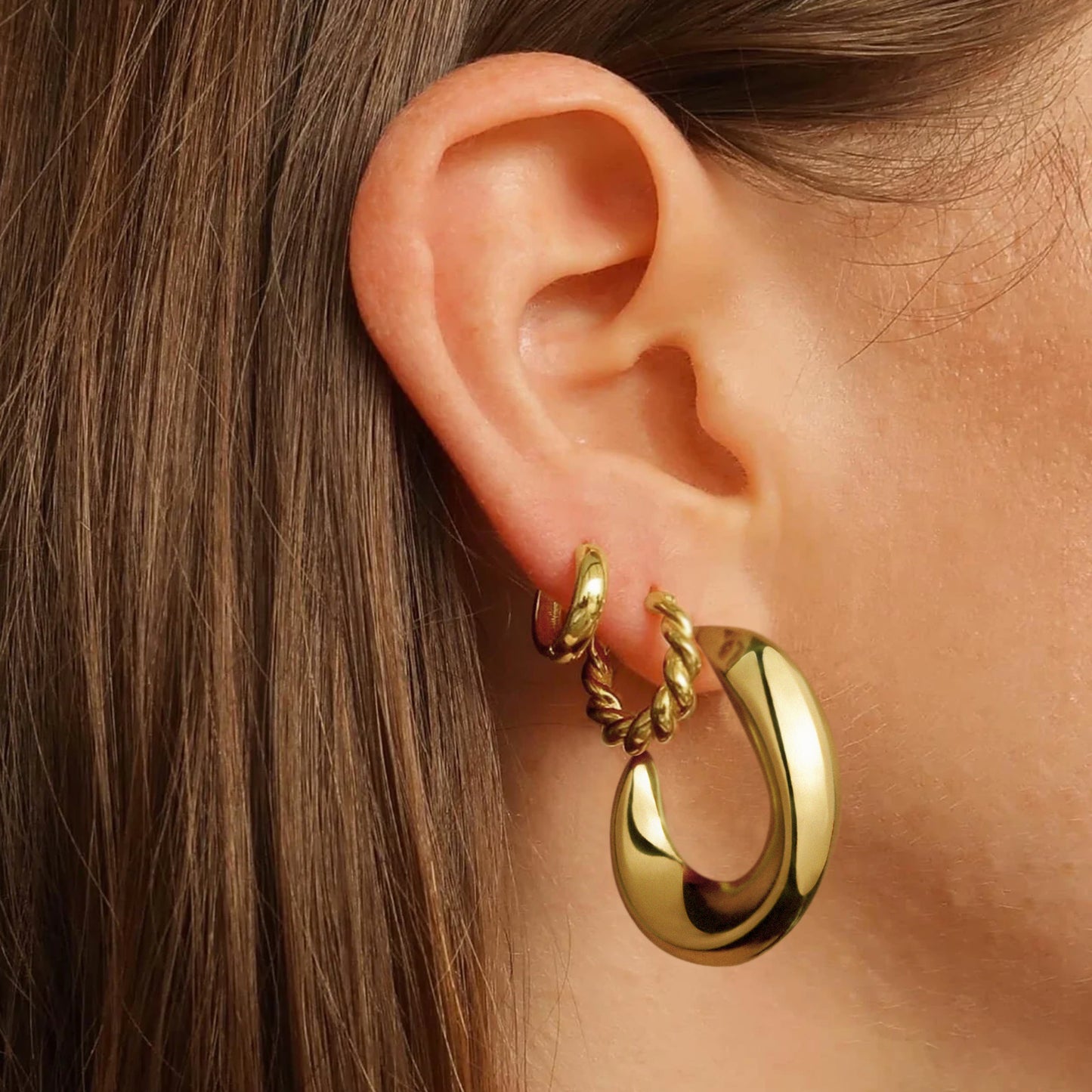 Gold Irregular Chunky Hoop Earrings