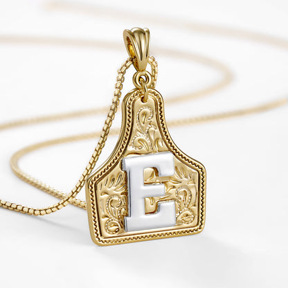 KISSYAN Letter Pendant CowTag Initial Necklace