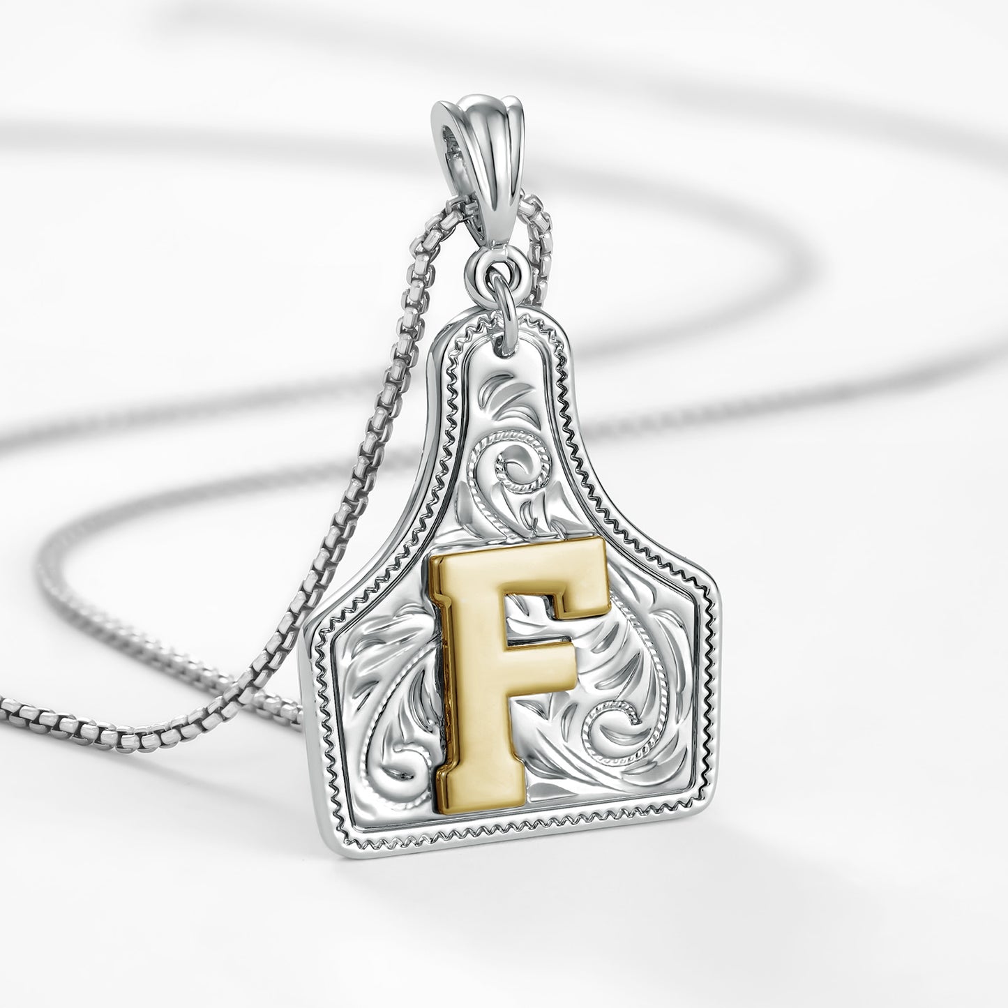 KISSYAN Letter Pendant CowTag Initial Necklace