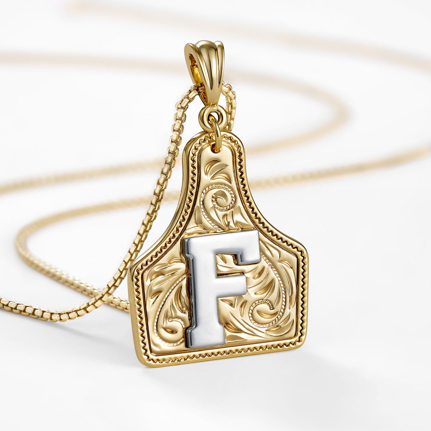 KISSYAN Letter Pendant CowTag Initial Necklace
