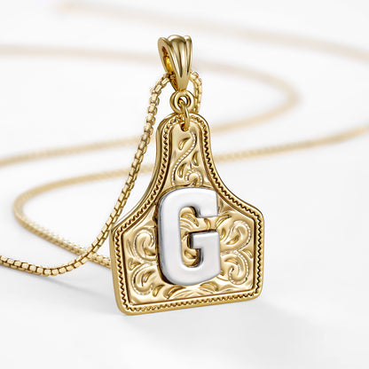 KISSYAN Letter Pendant CowTag Initial Necklace
