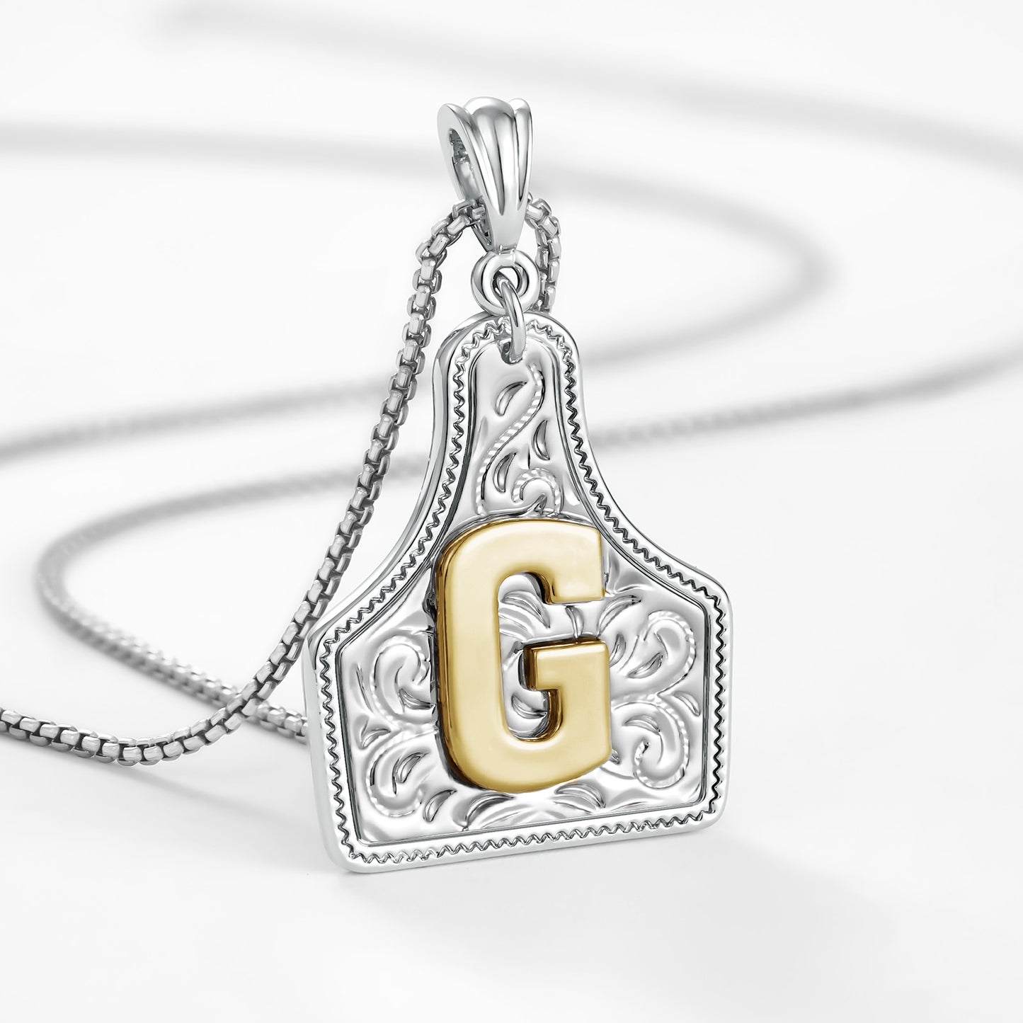 KISSYAN Letter Pendant CowTag Initial Necklace