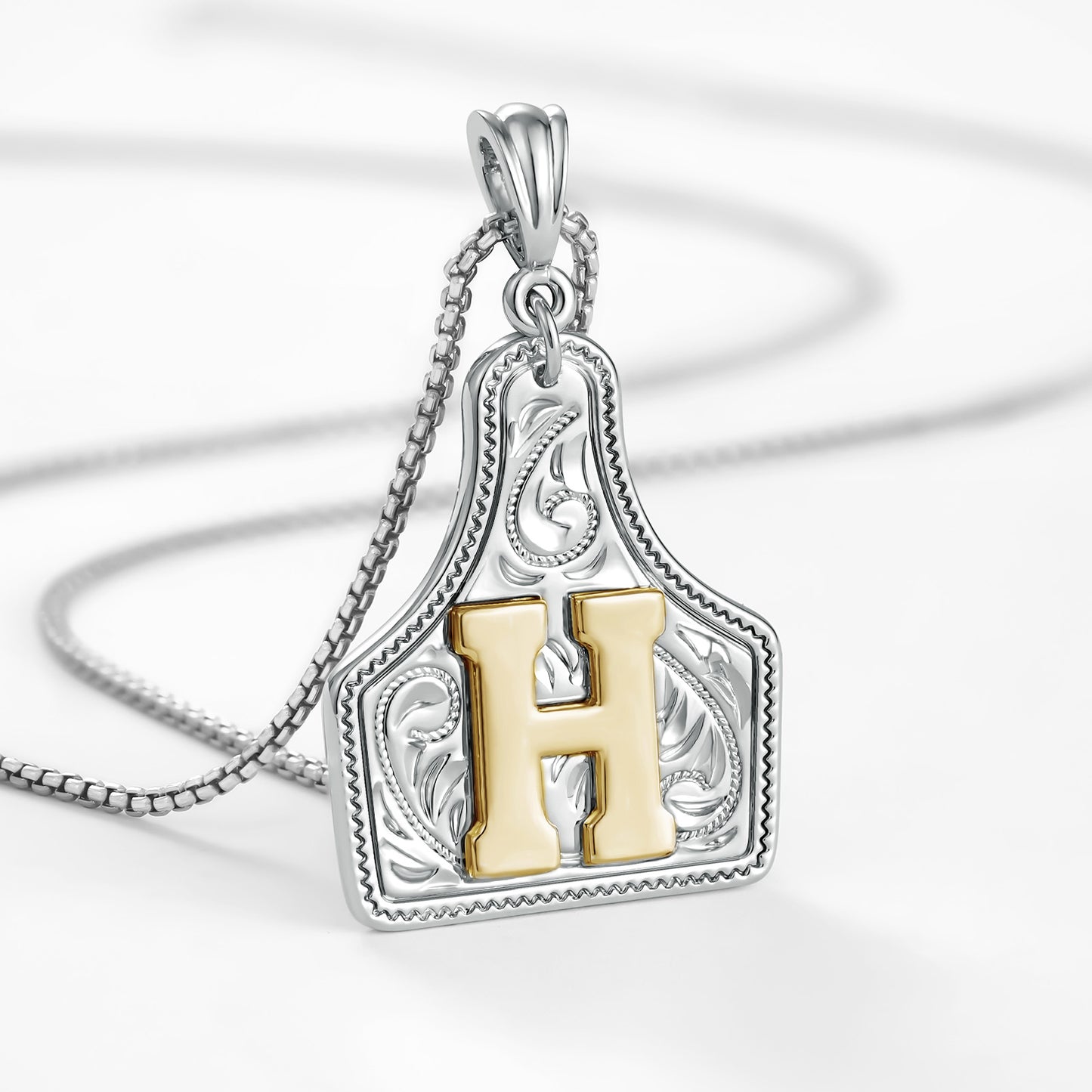 KISSYAN Letter Pendant CowTag Initial Necklace