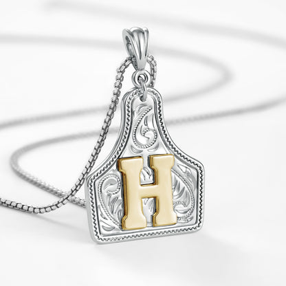 KISSYAN Letter Pendant CowTag Initial Necklace